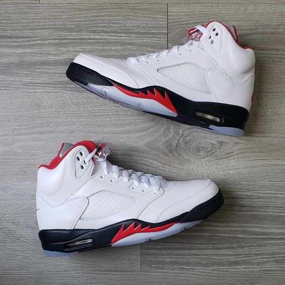 Air Jordan 5 Retro White-Fire Red 2020 Release - Picture 5 of 12